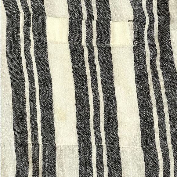 Lucky Brand Womens Split Back Blouse Large Striped Button Front Loose Fit Collar - Picture 5 of 7